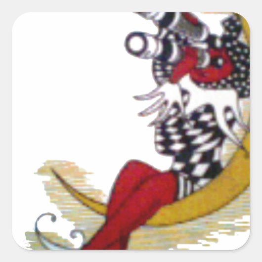 Cosmic Gaze: Elf op de maan avontuur Vierkante Sticker (Voorkant)