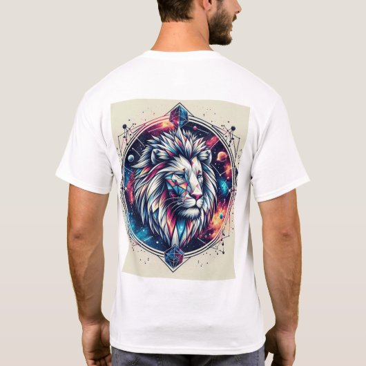 Cosmic Geometric Lion Emblem T-shirt (Achterkant)