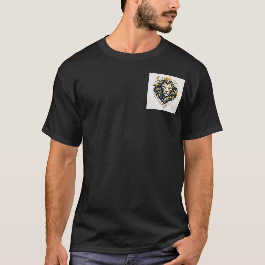 Cosmic Geometry: The Celestial Lion Emblem T-shirt (Voorkant)