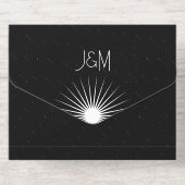 Cosmic Geometry Wedding Black Starburst All In One Uitnodiging (Achterzijde)