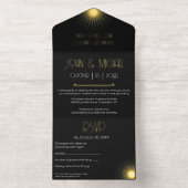 Cosmic Geometry Wedding Black Starburst All In One Uitnodiging (Binnenkant)