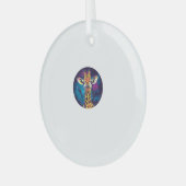 Cosmic Giraffe Universe Adventure Glas Ornament (Voorkant links)