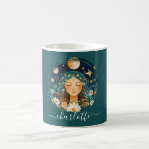 Cosmic Girl Boho Maan & Madelief Illustratie Op Ma Koffiemok
