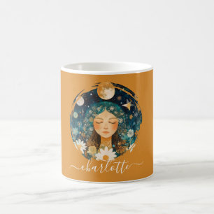 Cosmic Girl Boho Maan & Madelief Illustratie Op Ma Koffiemok