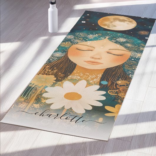 Cosmic Girl Boho Maan & Madelief Illustratie Op Ma Yogamat