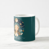 Cosmic Girl Boho Moon & Daisy Illustration Custom Koffiemok (Voorkant rechts)