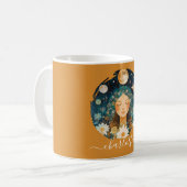 Cosmic Girl Boho Moon & Daisy Illustration Custom Koffiemok (Voorkant links)