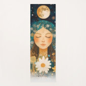 Cosmic Girl Boho Moon & Daisy Illustration Custom Yogamat (Voorkant)