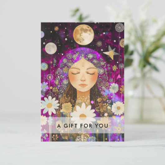 Cosmic Girl Boho Moon QR-code cadeaubon (Staand voorkant)