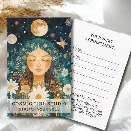 Cosmic Girl Boho Moon Salon Appointment Card Afsprakenkaartje