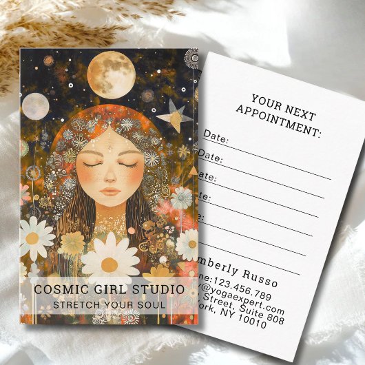 Cosmic Girl Boho Moon Salon Appointment Card Afsprakenkaartje
