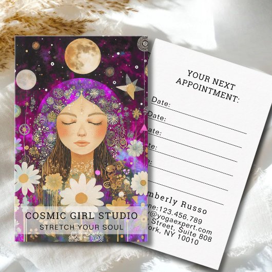Cosmic Girl Boho Moon Salon Appointment Card Afsprakenkaartje