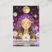 Cosmic Girl Boho Moon Salon Appointment Card Afsprakenkaartje (Voorkant)