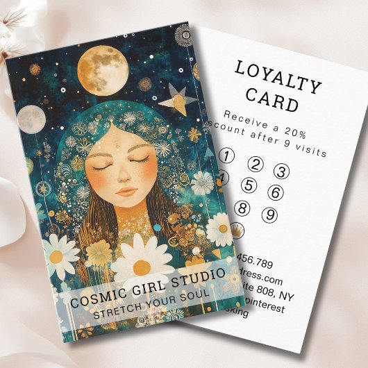 Cosmic Girl Boho Moon Salon Loyalty Visitekaartje