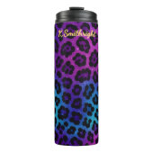 Cosmic Glitter Leopard Print Ombre Thermosbeker (Voorkant)