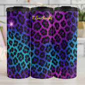 Cosmic Glitter Leopard Print Ombre Thermosbeker