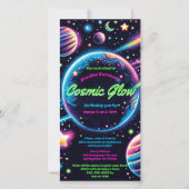 Cosmic Glow verjaardagsfeestje digitale uitnodigin Save The Date (Voorkant)