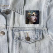 Cosmic Goddess Fantasy Art Button (In situ)