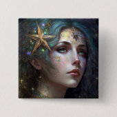 Cosmic Goddess Fantasy Art Button (Voorkant)