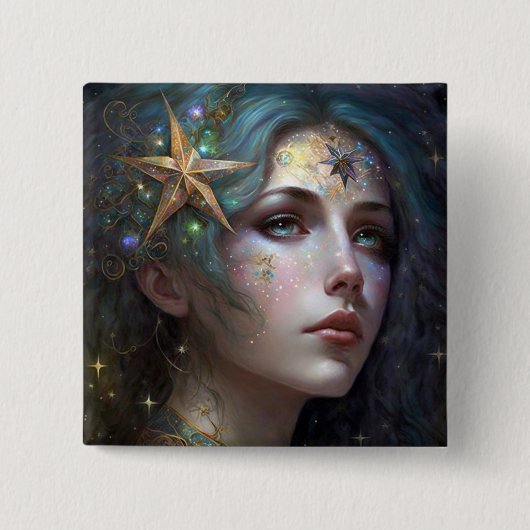 Cosmic Goddess Fantasy Art Button (Voorkant)