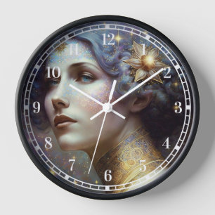 Cosmic Goddess Fantasy Art Clock