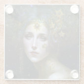Cosmic Goddess Fantasy Art Glazen Onderzetter (Achterkant)