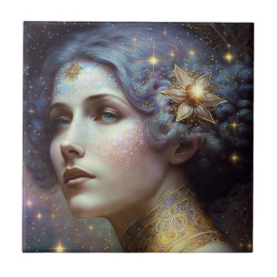Cosmic Goddess Fantasy Art keramische Tegel Tegeltje