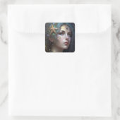 Cosmic Goddess Fantasy Art Square Sticker (Tas)