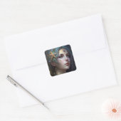 Cosmic Goddess Fantasy Art Square Sticker (Envelop)