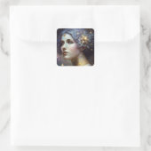 Cosmic Goddess Fantasy Art Square Sticker (Tas)