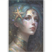 Cosmic Goddess Fantasy Art Sticker (Voorkant)