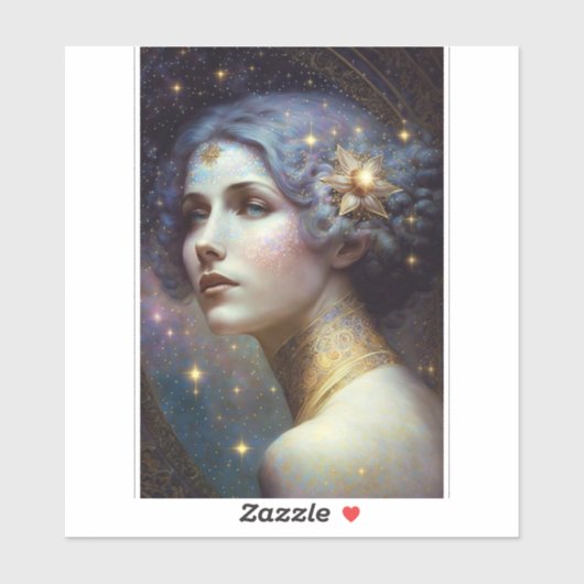 Cosmic Goddess Fantasy Art Sticker (Vel)