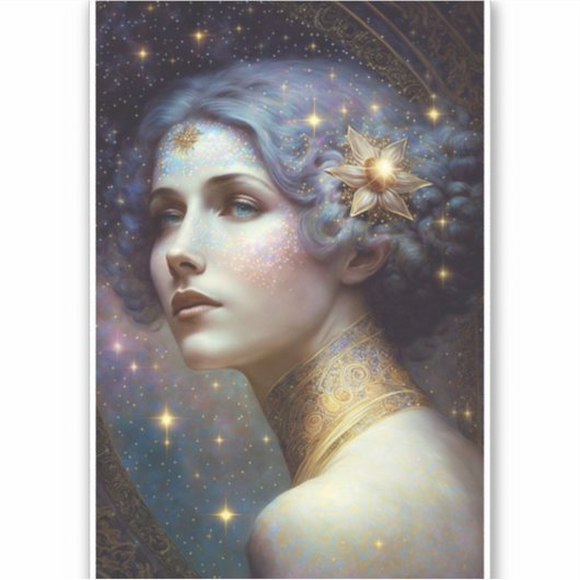 Cosmic Goddess Fantasy Art Sticker (Voorkant)