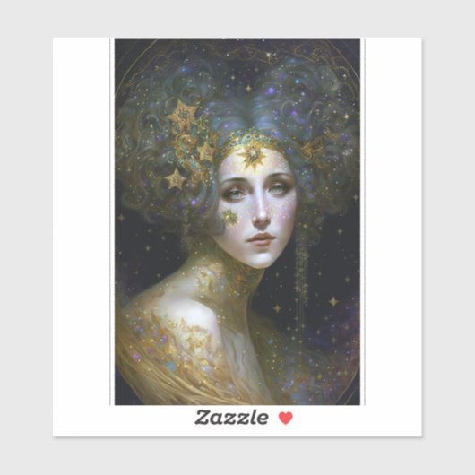 Cosmic Goddess Fantasy Art Sticker (Vel)