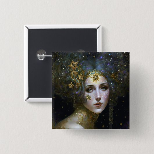 Cosmic Goddess Fantasy Art Vierkante Button 5,1 Cm (Voorkant /achterkant)