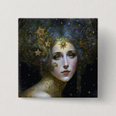 Cosmic Goddess Fantasy Art Vierkante Button 5,1 Cm (Voorkant)