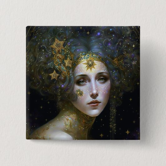 Cosmic Goddess Fantasy Art Vierkante Button 5,1 Cm (Voorkant)