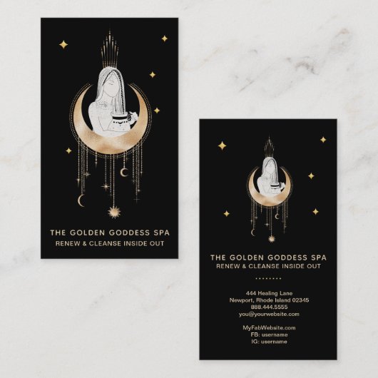 *~* Cosmic Goddess Moon Water Urn Stars Visitekaartje (Voorkant / Achterkant)