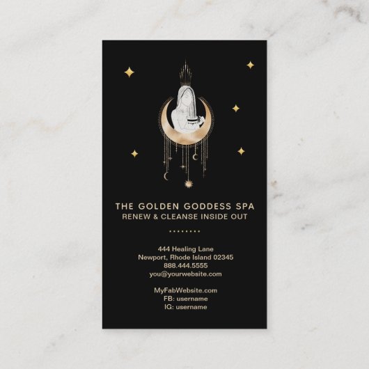 *~* Cosmic Goddess Moon Water Urn Stars Visitekaartje (Achterkant)