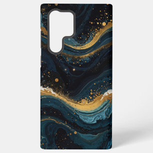 Cosmic Gold en Blue Fluid Art, Luxe Abstract Samsung Galaxy Hoesje