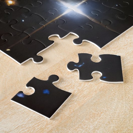 Cosmic Gold Pink and Blue Space Star Galactic Legpuzzel (Zijkant)