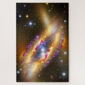 Cosmic Gold Pink and Blue Space Star Galactic Legpuzzel (Verticaal)