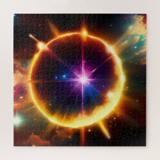 Cosmic Gold Sphere Bursts in Planetary Event Legpuzzel (Horizontaal)