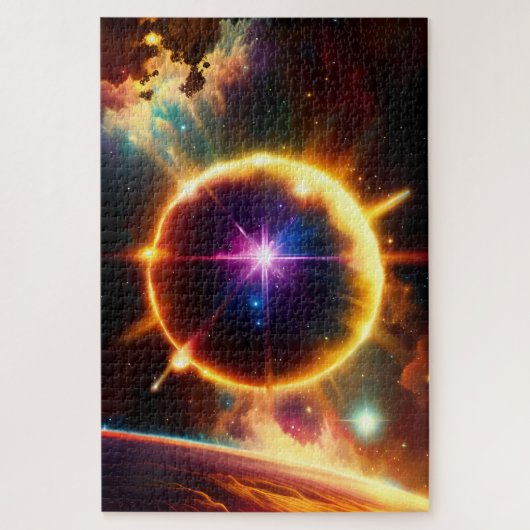 Cosmic Golden Sphere Bursting in Planetary Event Legpuzzel (Verticaal)