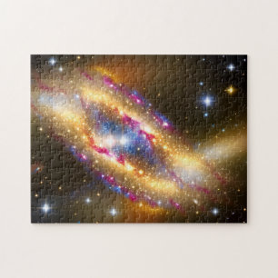 Cosmic goudroze ster barst ruimte-galaxskyscape ui legpuzzel