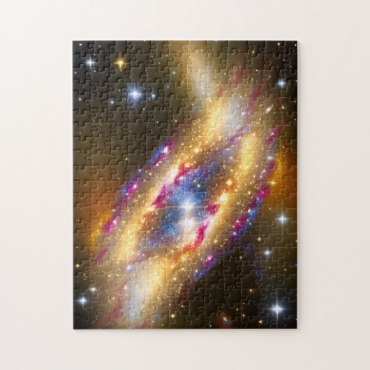 Cosmic goudroze ster barst ruimte-galaxskyscape ui legpuzzel (Verticaal)