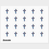 Cosmic Grace Galaxy Christelijk Kruissticker Ronde Sticker (Vel)
