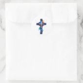 Cosmic Grace Galaxy Christelijk Kruissticker Ronde Sticker (Tas)