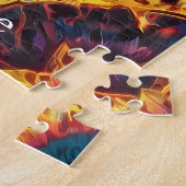 Cosmic Guardian Cat – Neon Galaxy Mandala Legpuzzel (Zijkant)