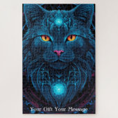 Cosmic Guardian Cat – Neon Galaxy Mandala Legpuzzel (Verticaal)